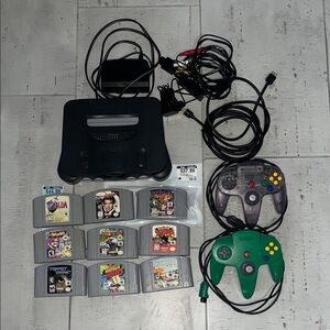 Nintendo 64 Console with Atomic Clear and Green Controllers (authentic)